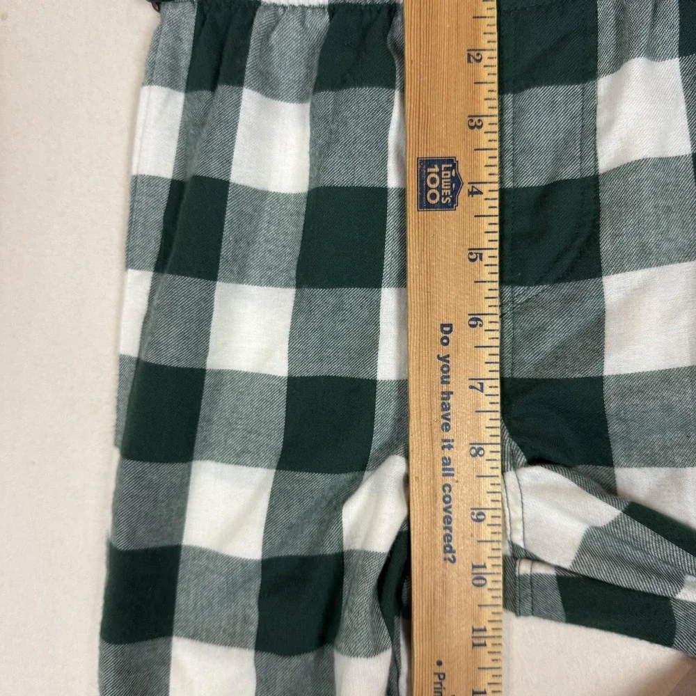 Gap Pajama Pants Kids 6 Green White Buffalo Plaid Flannel Sleep Lounge Cozy